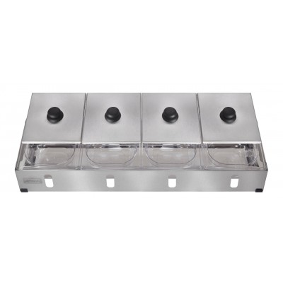 Condimentadora Pizzarola Inox 4 Cubas Acrílico Tampa Individual - Aisa